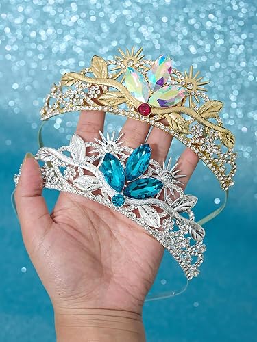 Miniatura 6 de SWEETV Tiara de princesa para niñas y niños, corona de cumpleaños, diadema de tiara de cristal, accesorios para el cabello