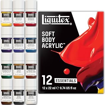 Liquitex Professional Soft Body Acrylic Paint, 12 x 22ml 0.74-oz, Essentials Set