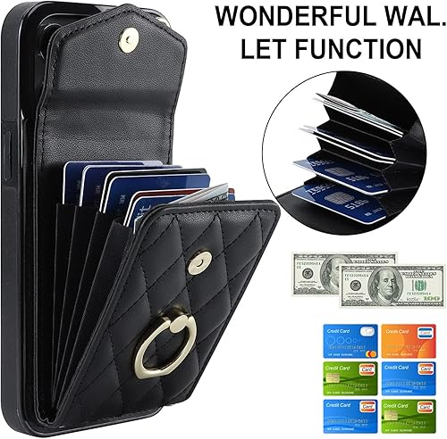 Miniatura 9 de Asuwish Funda de teléfono para iPhone 14 Pro Max de 6.7 pulgadas con protector de pantalla de vidrio templado, anillo de bloqueo RFID, tarjetero