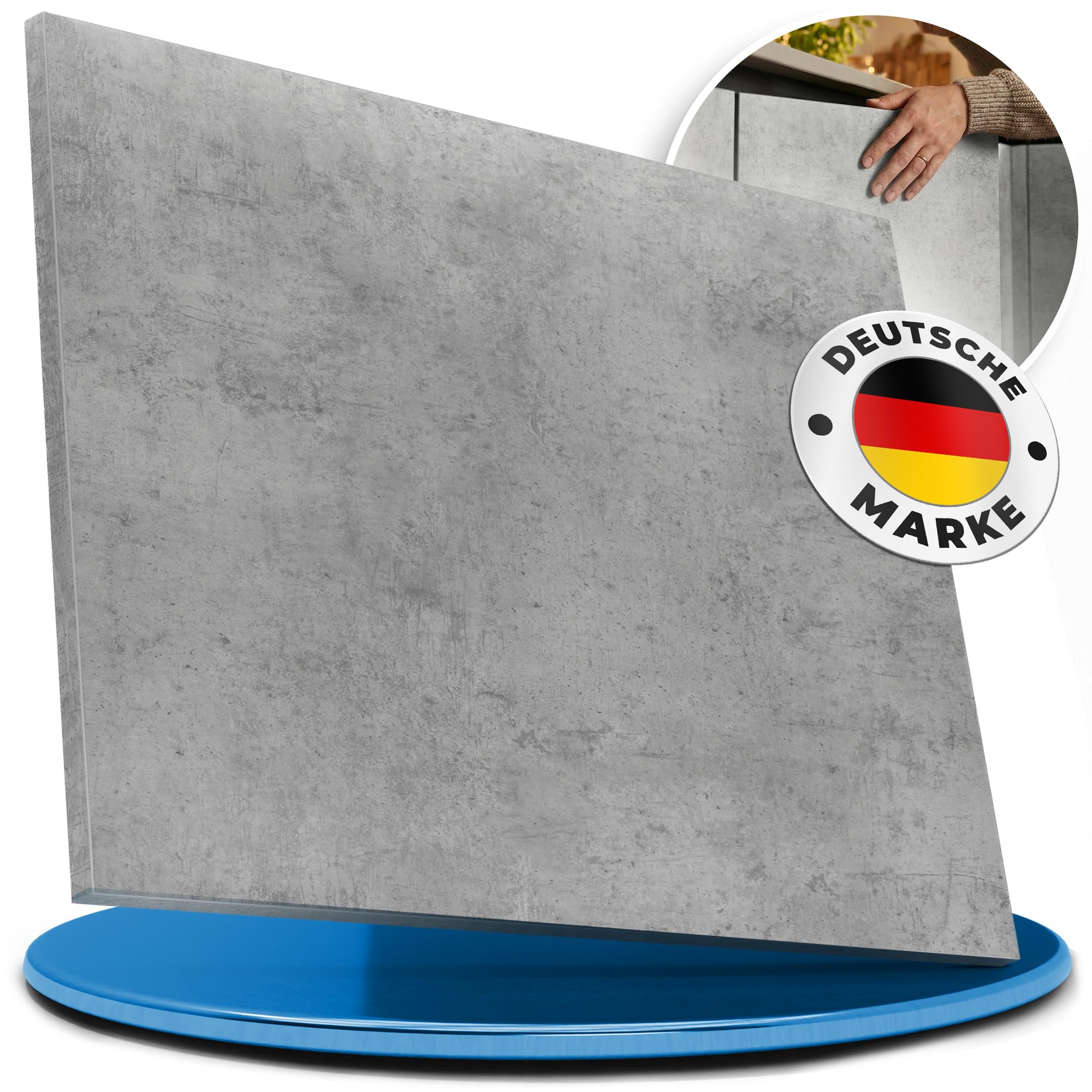 Prima Systeme Küchenfront (Beton Hell, 60x90 (Rechts/Links)) – Schranktür kompatibel mit IKEA FAKTUM – Kratzfest, wasserabweisend und leicht zu reinigen – Premium-Qualität für Dein Zuhause