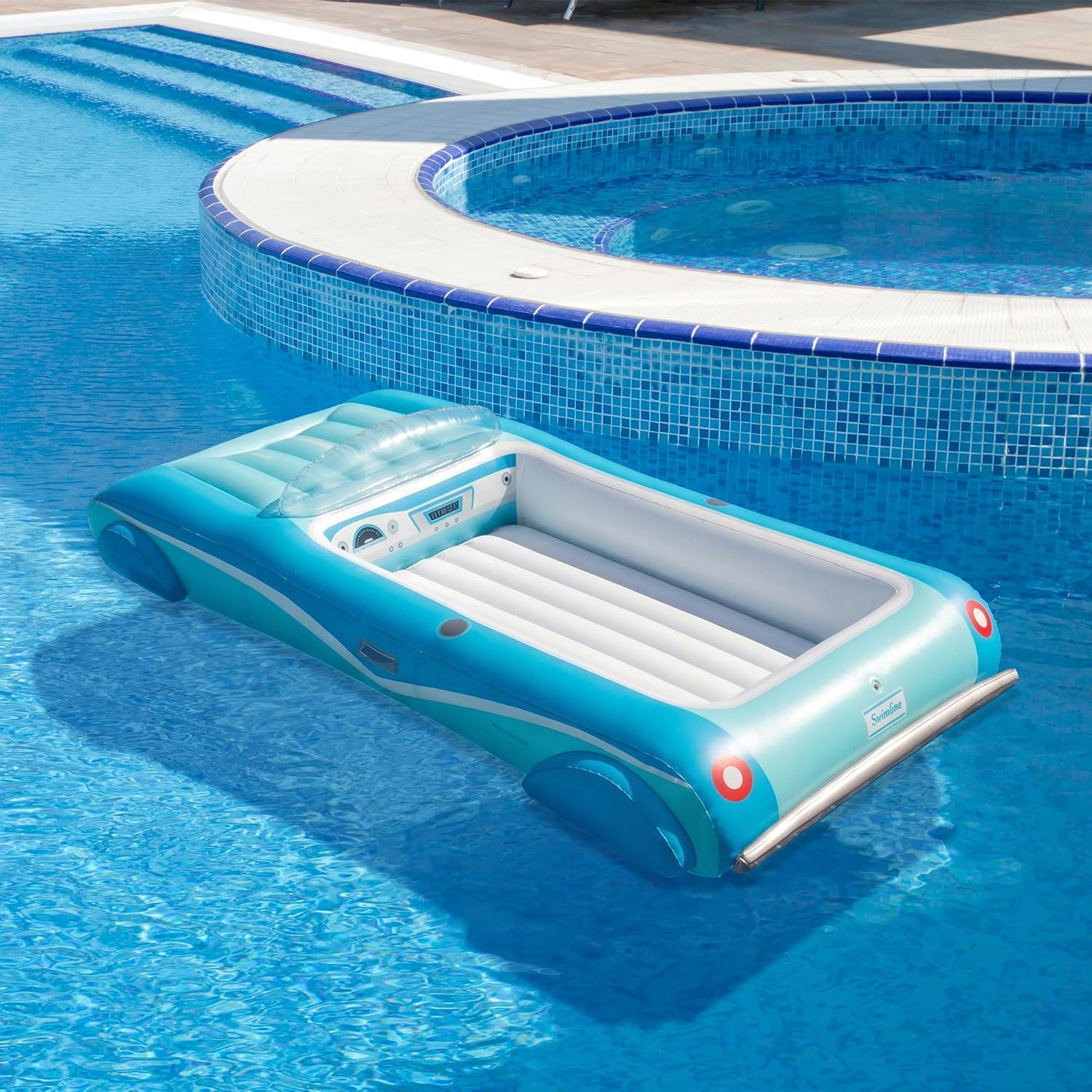 Classic Convertible Car Inflatable Swimming Pool Lounger Float - 8.75' - Blue