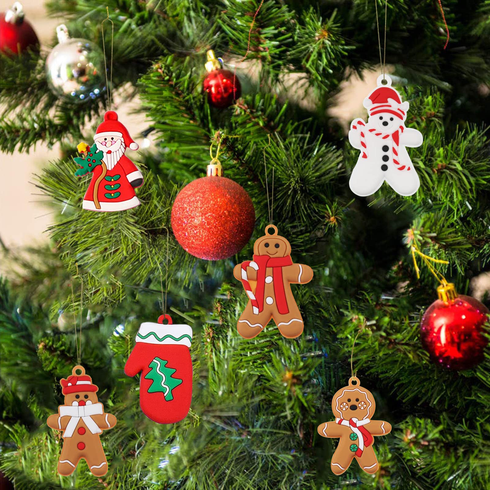 Décorations Noël Bonhomme Pain D’épice – Lot De 12 Pendentifs Sapin – En Bois Coloré – Pour Déco Maison, Bricolage, Artisanat