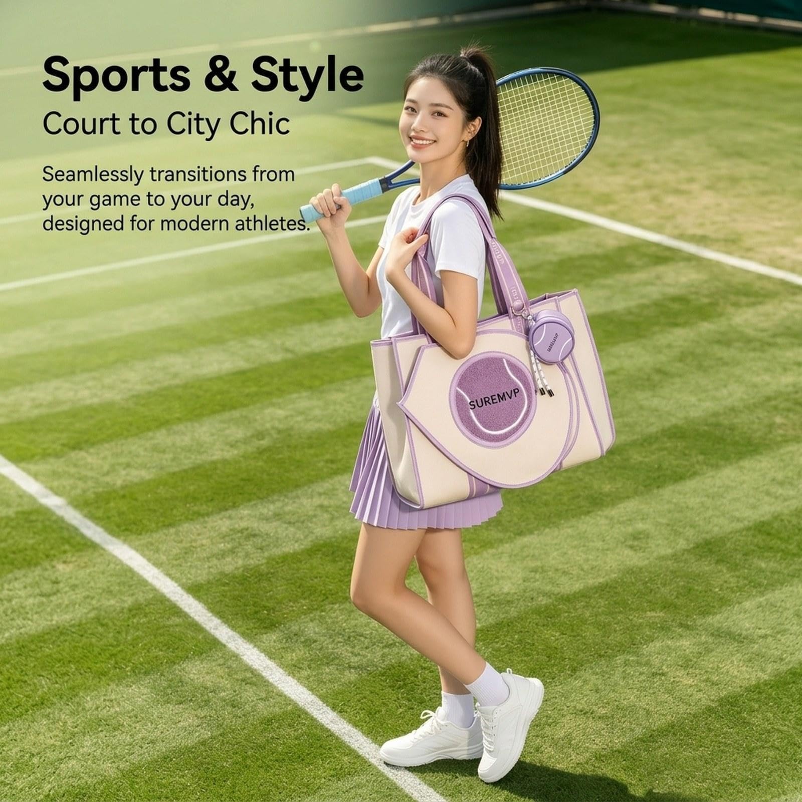 Borsa da Tennis, Borsa Sportiva per Esterni per Tennisti, Materiale PU Impermeabile, Leggera, con Cerniera, Adatta per Ciclismo, Palestra E Altro.
