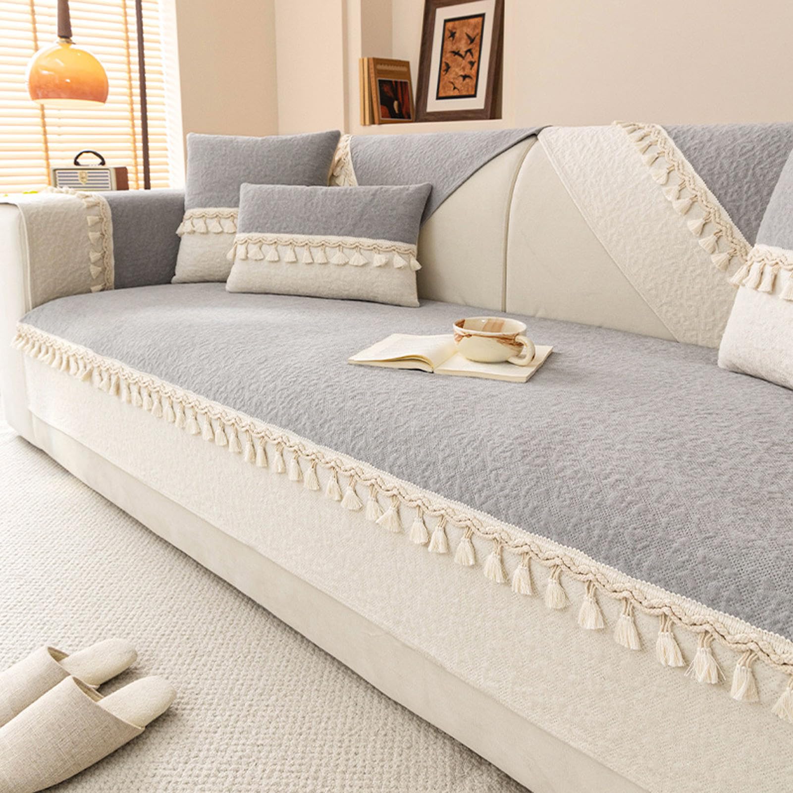 Housse de canapé en chenille luxe pour protéger votre divan d'angle avec élégance