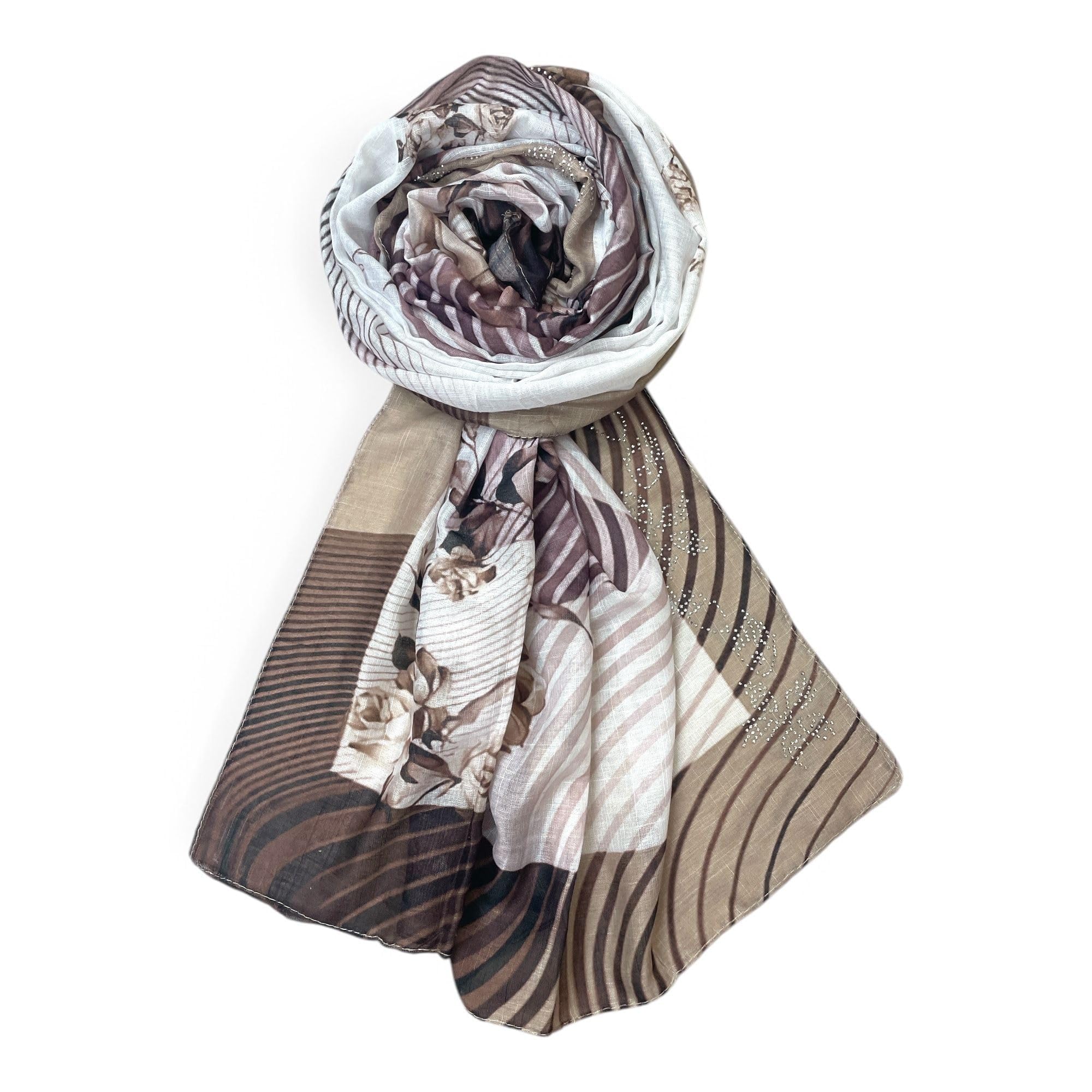 Radiance Collection Viscose Cotton Rhinestone Scarf Stole for Women-image-41