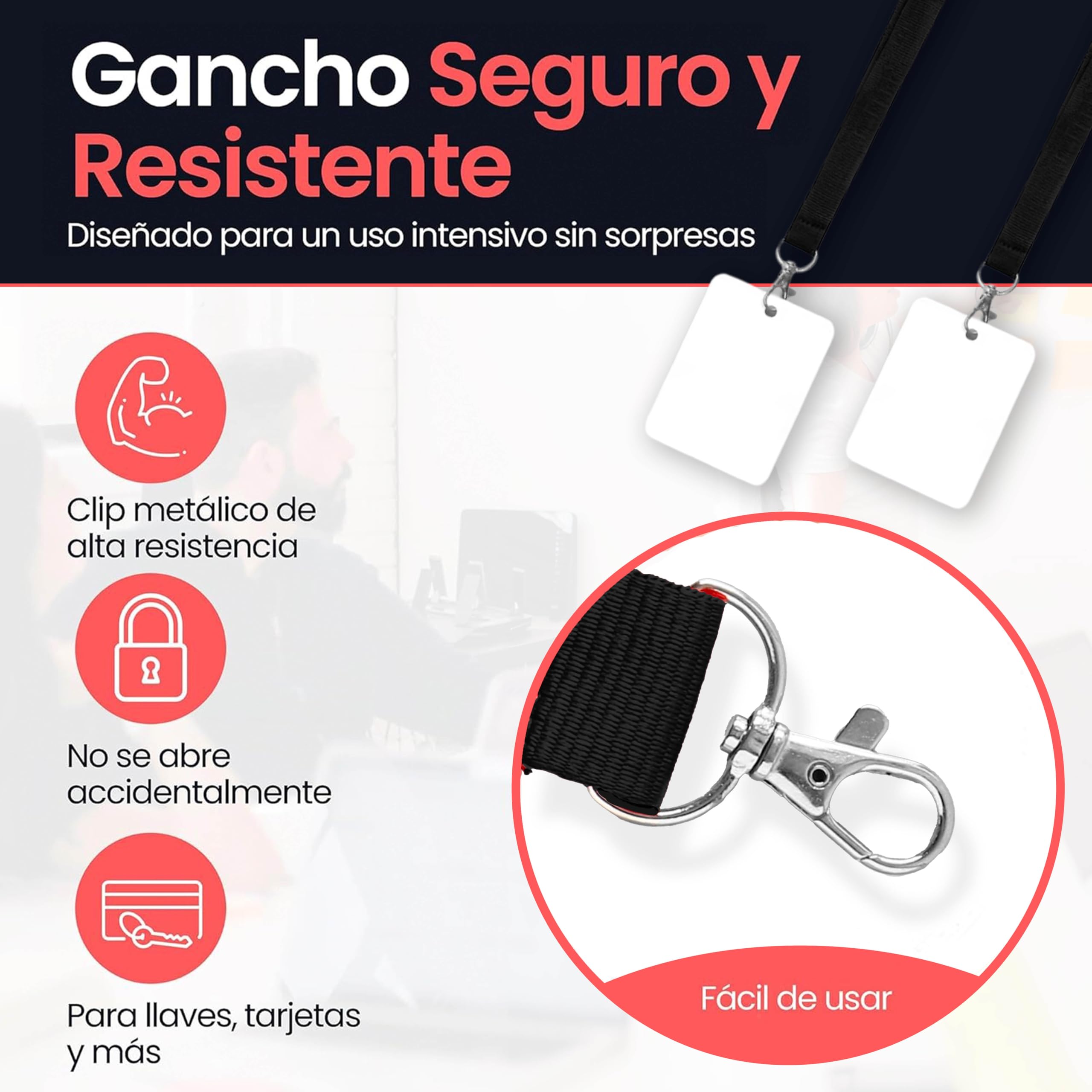 Pack Lanyards Colores Gancho Metálico - Lote Lanyard Colores Polyester 2cm Ancho y 46cm Largo para Cuello - Llaves - Tarjetas Identificativas - Pendrive