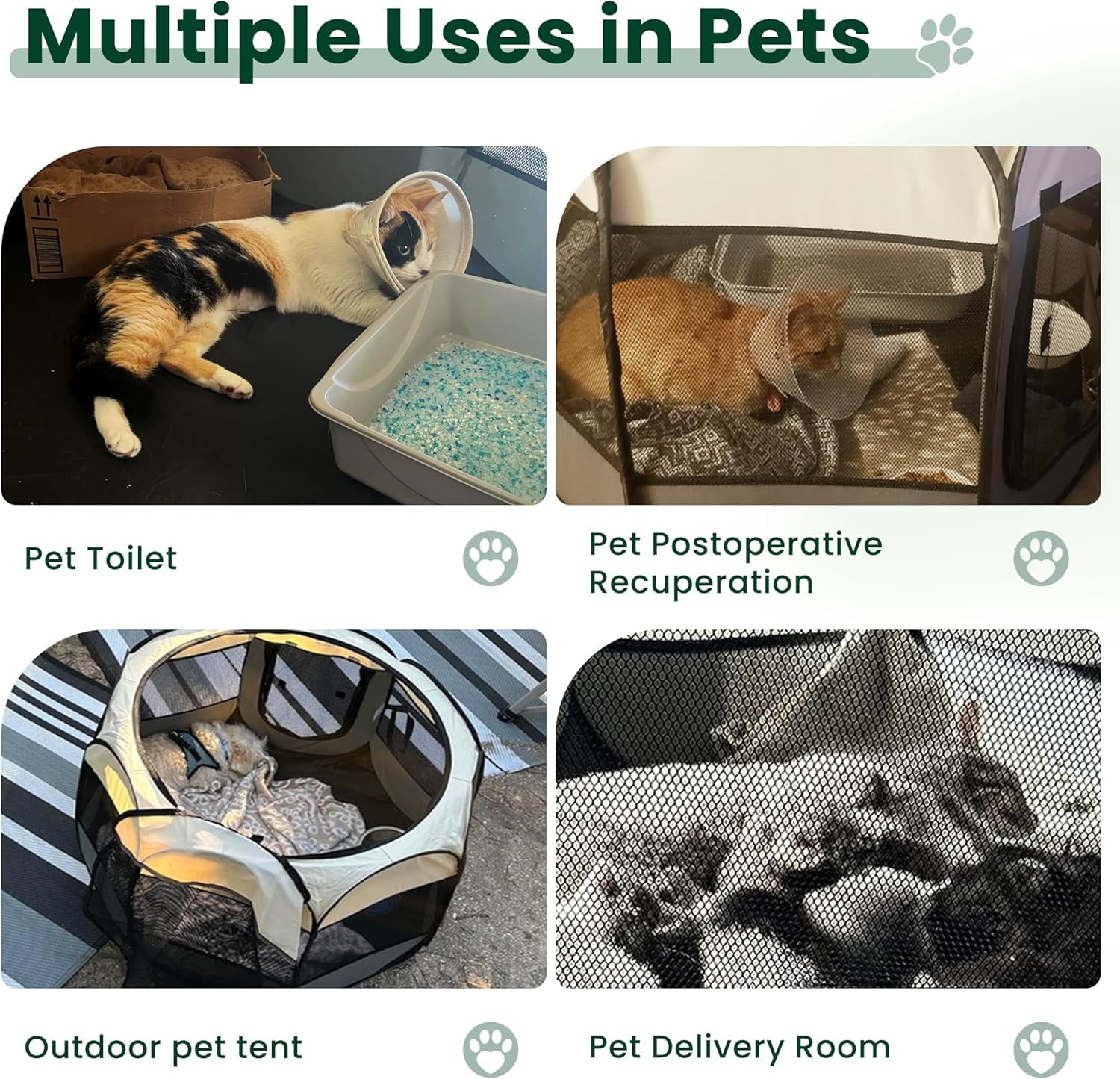 Welpenauslauf Hundebox Faltbar Wasserdicht Tierlaufstall Abnehmbar Transportbox Freigehege für Katze Kaninchen Haustier mit Tragbar Handtasche,Hund Laufgitter für Camping Reisen (L(110 * 110 * 60cm))