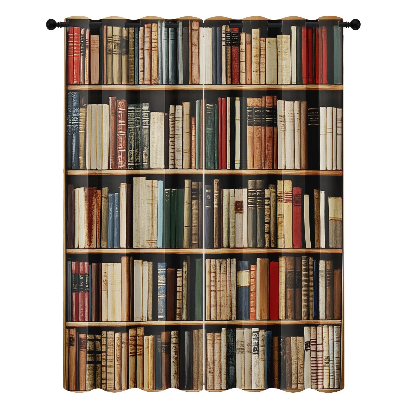 Rideau thermique occultant bibliothèque vintage pour isoler chambre et salon