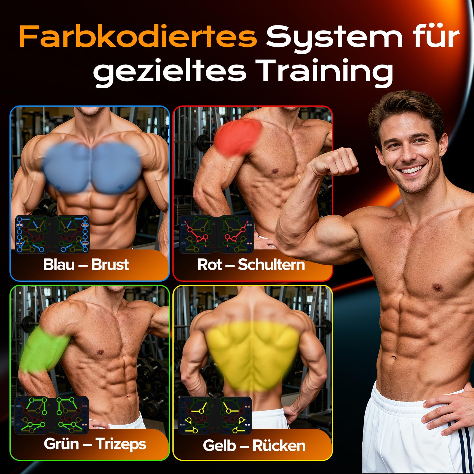 AERLANG Liegestützgriffe Fitnessgeräte für zuhause Tragbares Multi-in-One Push-up-Board-Set Effizientes Muskeltraining für Männer und Frauen
