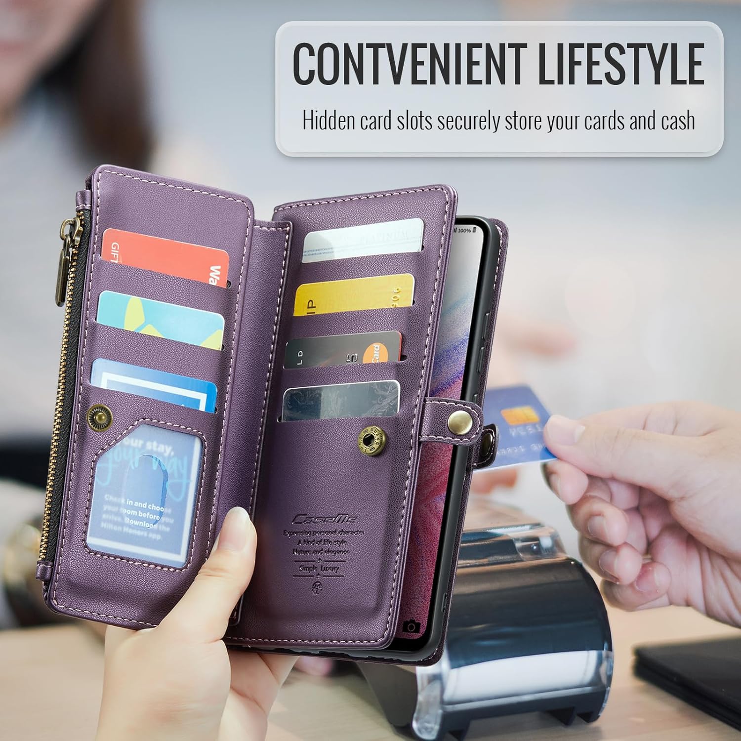 for Samsung Galaxy A53 Wallet Case with RFID Protection, Card Slots, Kickstand, Detachable Strap – Shockproof PU Leather Flip Crossbody Phone Cover Galaxy A53 5G, Purple