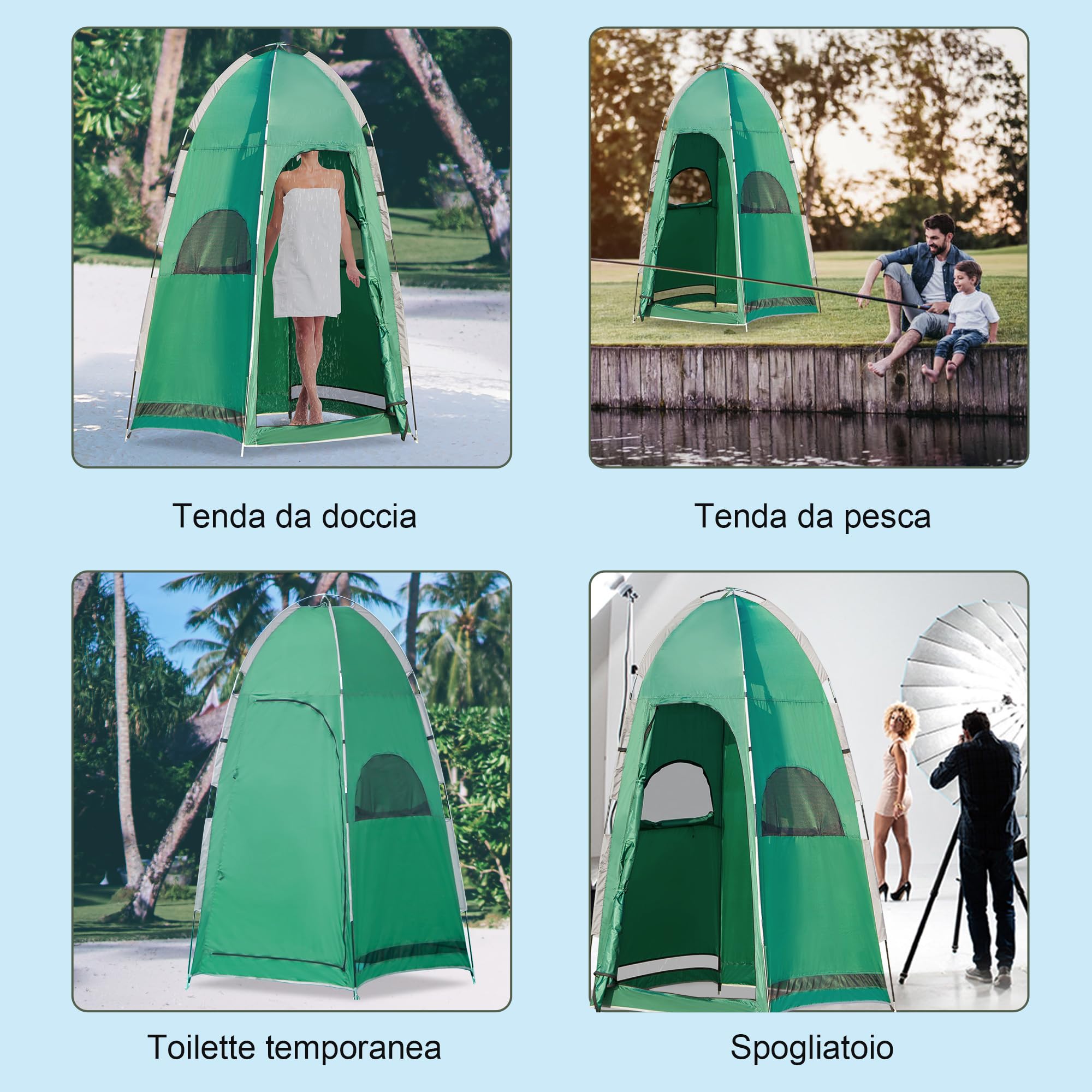 Tenda Da Doccia Per Camper Con Mappa E Bussole – Morbida, Impermeabile E Compatta (119x162 Cm) Con 12 Ganci Inclusi - 6