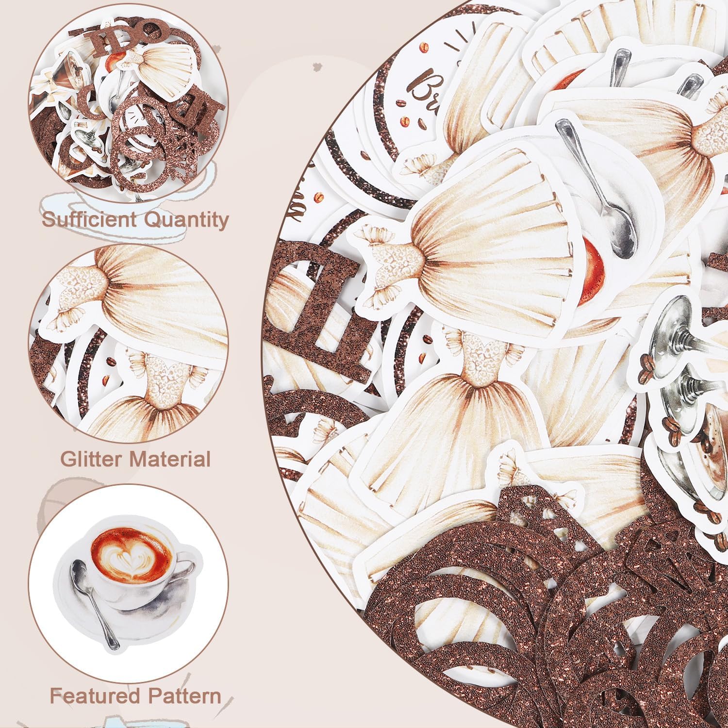 Love is Brewing Bridal Shower Decorations - 240PCS Coffee Confetti Party Decoration Martini Themed Cafe Table Decorations for Wedding Engagement supplies