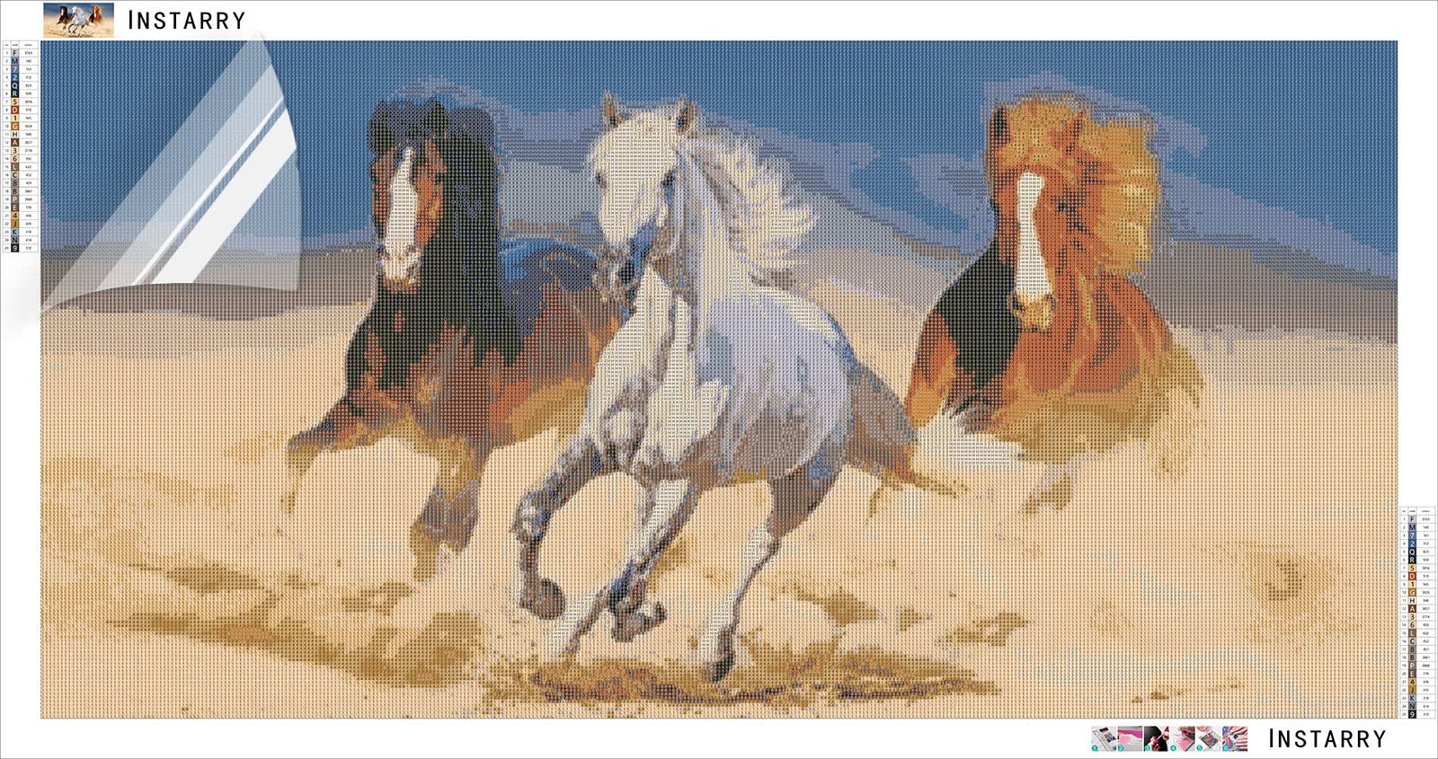 Instarry DIY 5D Diamond Painting Tableau Diamant Cheval de Course Tableau Decoration Murale Salon 120x50 cm