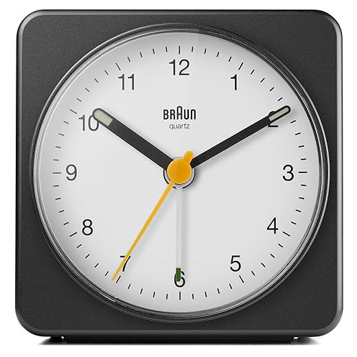 Braun Classic Analogue Alarm Clock with Snooze and Light, Quiet Quartz Sweeping Movement, Crescendo