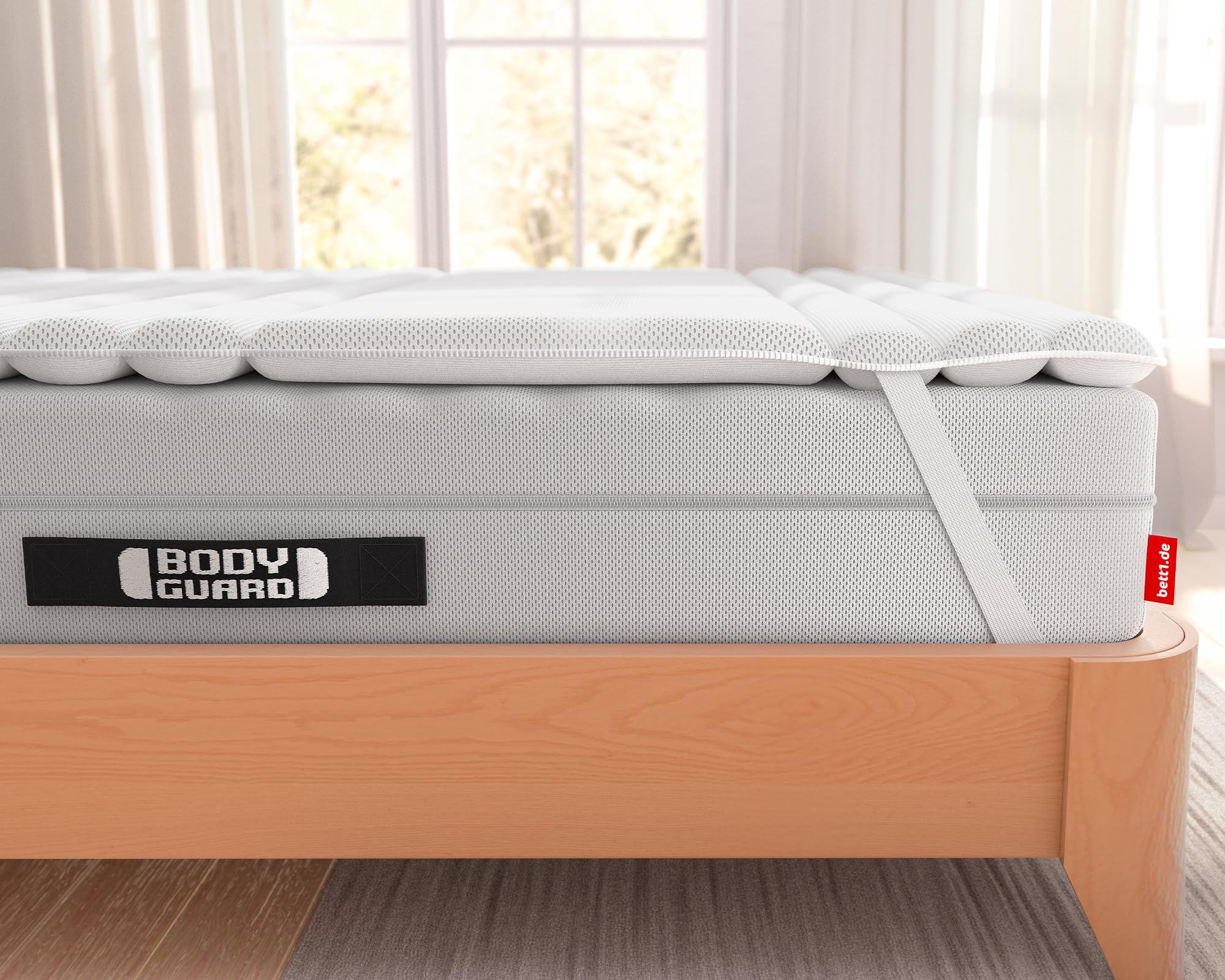 bett1 BODYGUARD Topper 90x200 cm (extra weiche Matratzen-Auflage, ca. 4 cm Höhe, Kern aus Kaltschaum, ergonomische Zonen, optimale Druckentlastung, rutschfest, Oeko-Tex 100)