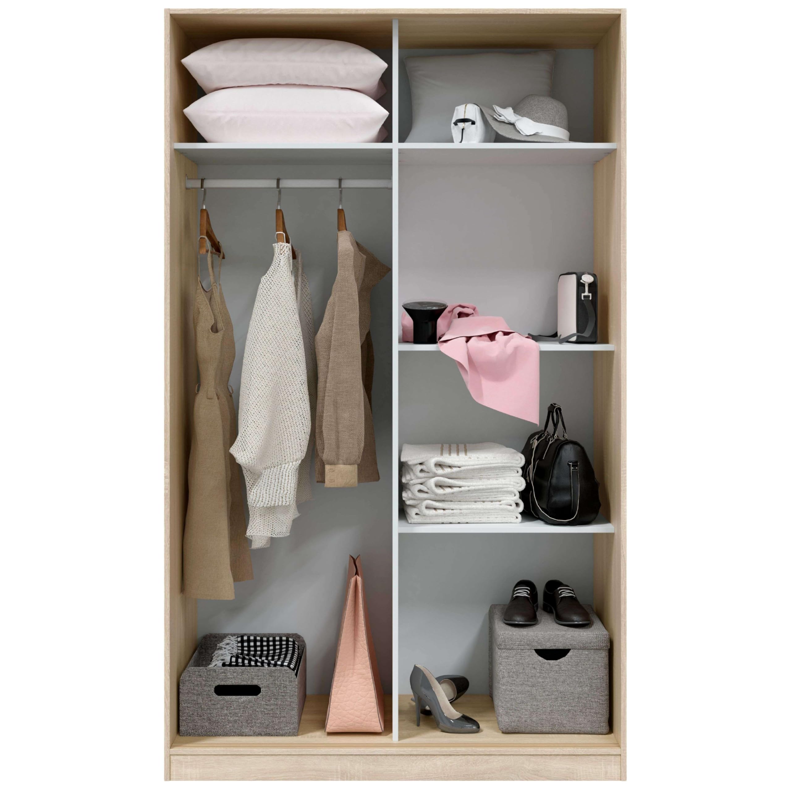 Habitdesign – Armadio a 2 ante scorrevoli, con 3 ripiani, dimensioni: 200 x 120 x 50 cm