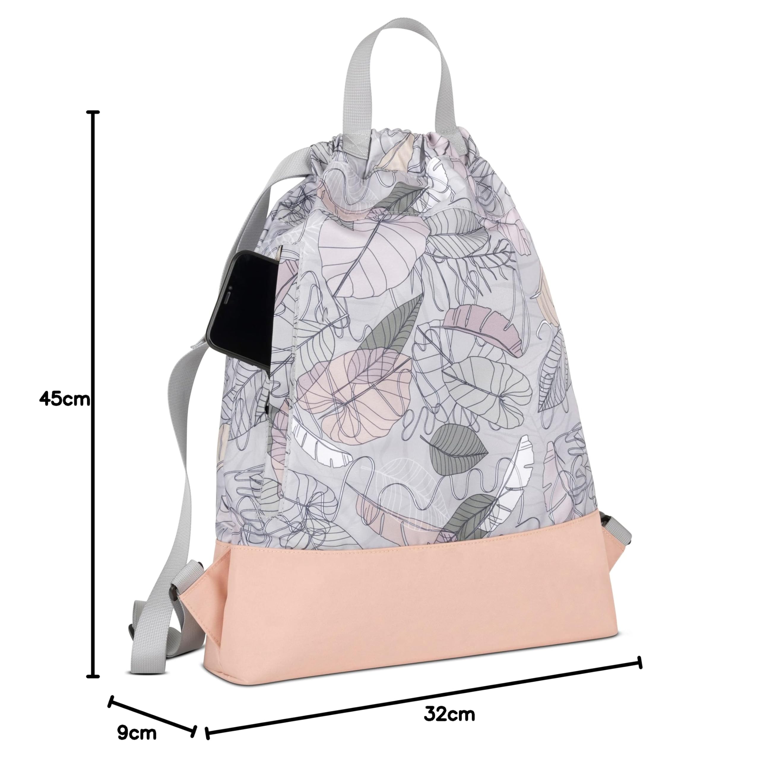 LARKSON Bolso de Deporte para Hombre y Mujer Lila - No 7 - Bolsa para niños con Cordón - Mochila pequeña de tela para el Gimnasio - Material reciclado — view 9