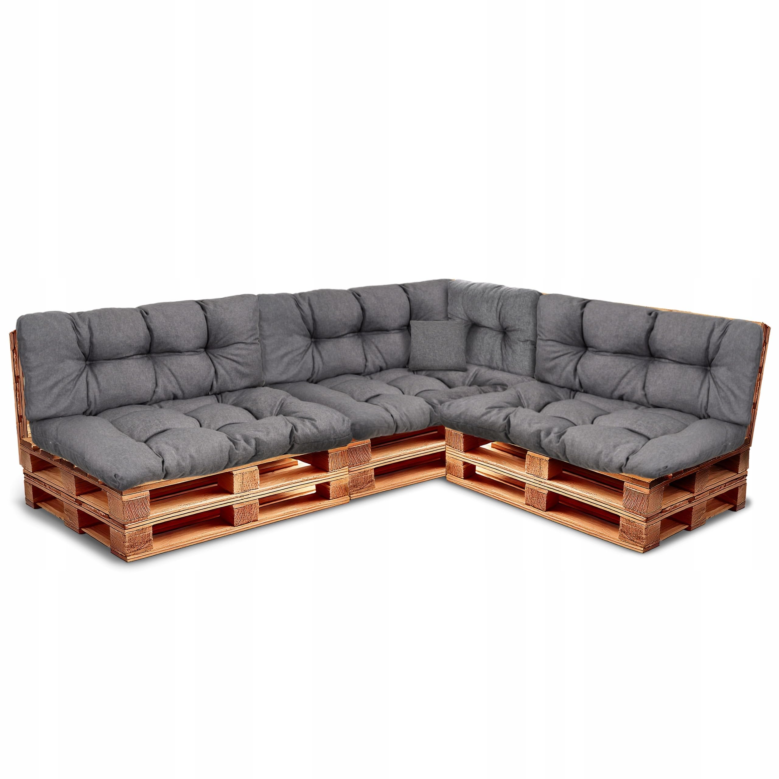 Wool & Home Palettenkissen Set für Gartenmöbel, 8-Teilig, Gesteppt, mit Polsterschaumfüllung, für Lounge, Palettensofa, Terrasse, Balkon und Garten Anthrazit