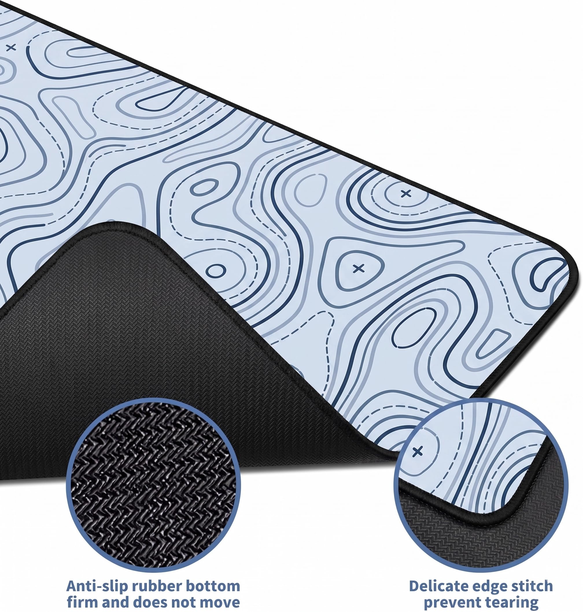 Saco XXL Gaming Mouse Pad for PC – Large Desk Mat 900×400×3mm, Extended Non-Slip Rubber Base, Waterproof Surface, Topographics Design, Big Keyboard Mouse Pad for Office & Home Setup — Amazon image 4