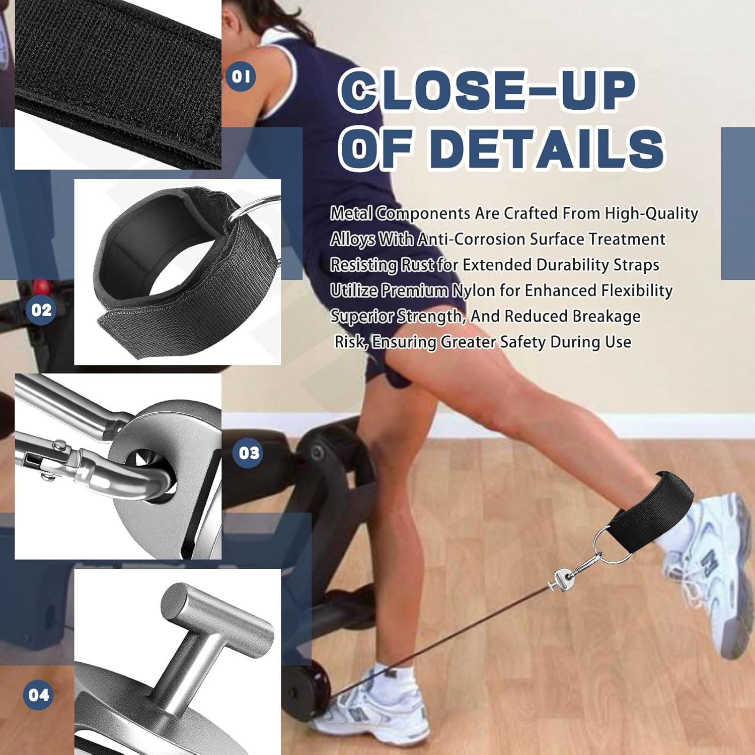 Ankle Workout Straps for Tonal Gym Machine w/4 Pair T Lock Adapter W/Snap Hooks for Tonal Accessories, Cable Machine Accessories, Tonal Gym Shelf, Black Adjustable Ankle Strap Attachments