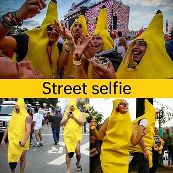Banana Costume for Adults,Banana Costume,Fun Bananas Fancy Dress Outfit,Lightweight and Comfortable Fruit Costumes,Easy to Wear and Remove for Halloween,Christmas,Parties,and Costumes