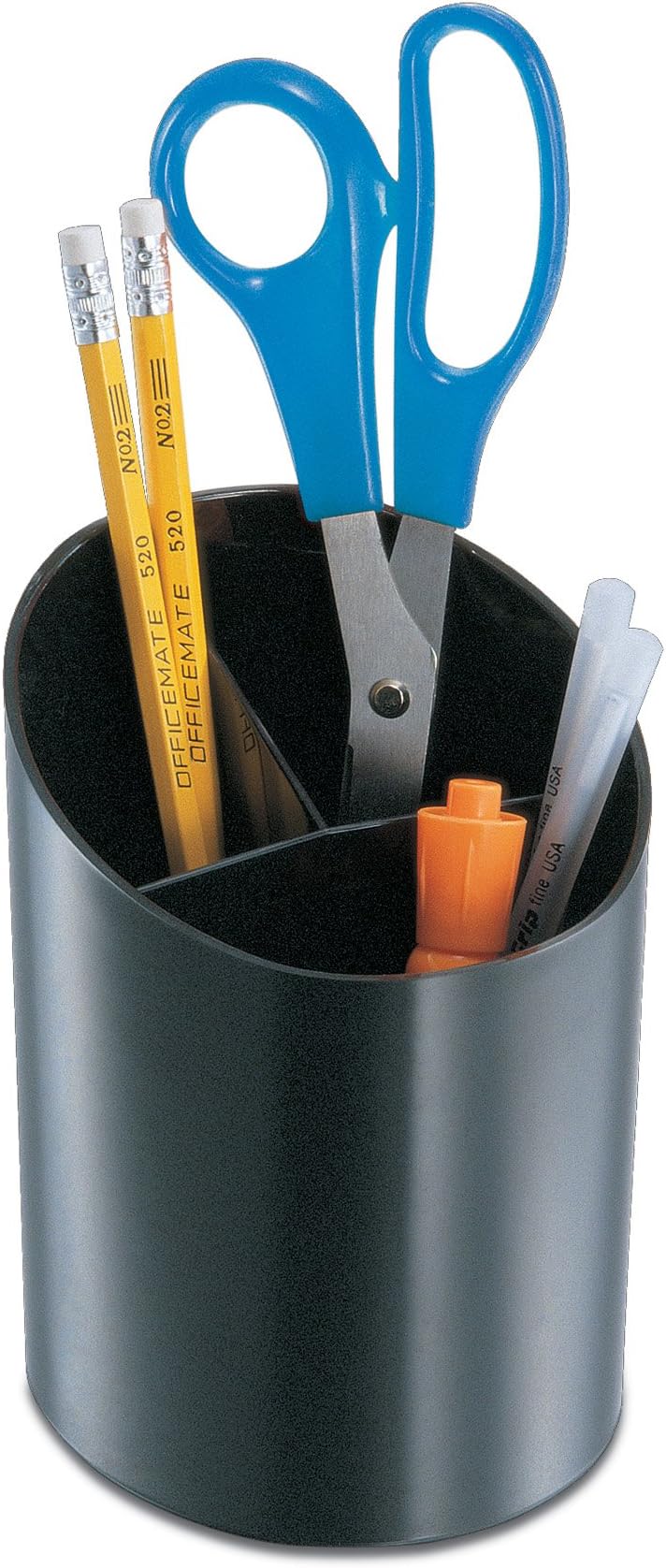 Officemate Big Pencil Cup Organizer with 3 compartments, Black (93682)