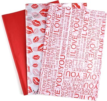MIAHART 60 Sheets Gift Wrapping Tissue Paper Assorted 50 * 35cm Valentines Day, Wedding, DIY Crafts, Gift Decorations