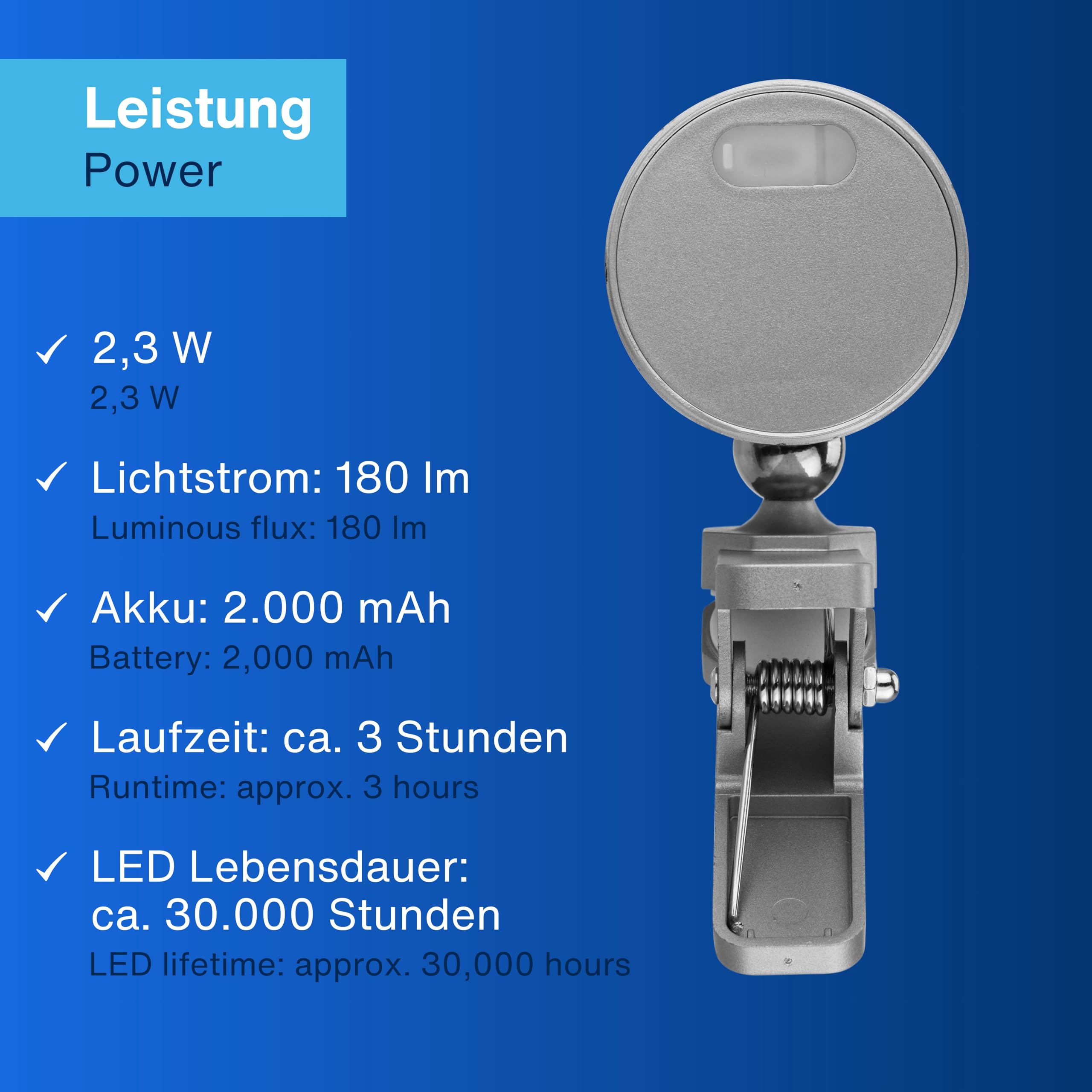 REV Lampa ścienna LED z akumulatorem i czujnikiem ruchu, 180 lm, bezprzewodowa, ściemniana, obracana o 360°, idealna na kemping, do garażu, piwnicy, IP54, srebrna