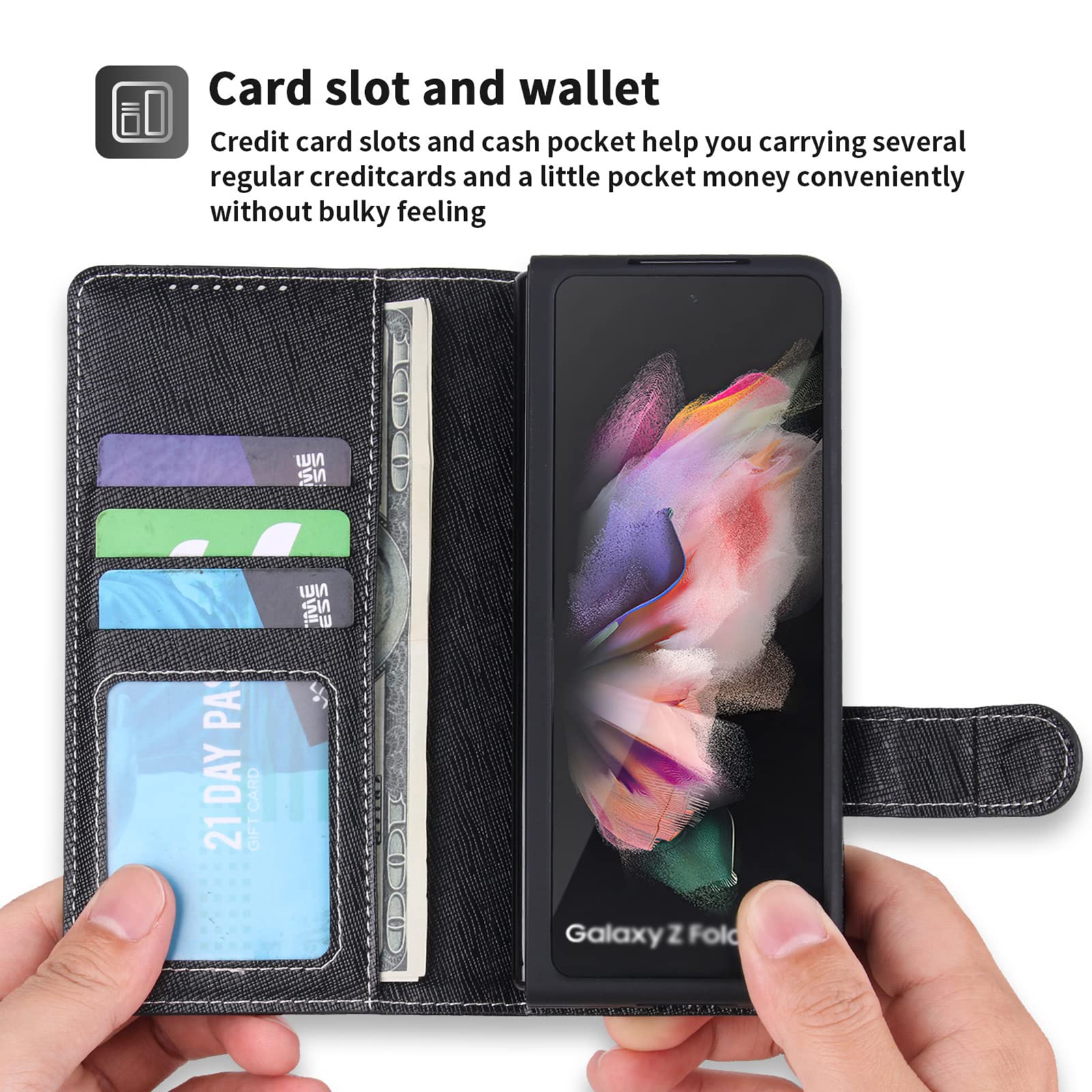 Androidケース Galaxy - Flip Cover with Pen / Galaxy Z Fold3 5G Galaxy Z Fold 3 Case with Pen Holder, Dteck Samsung Fold 3