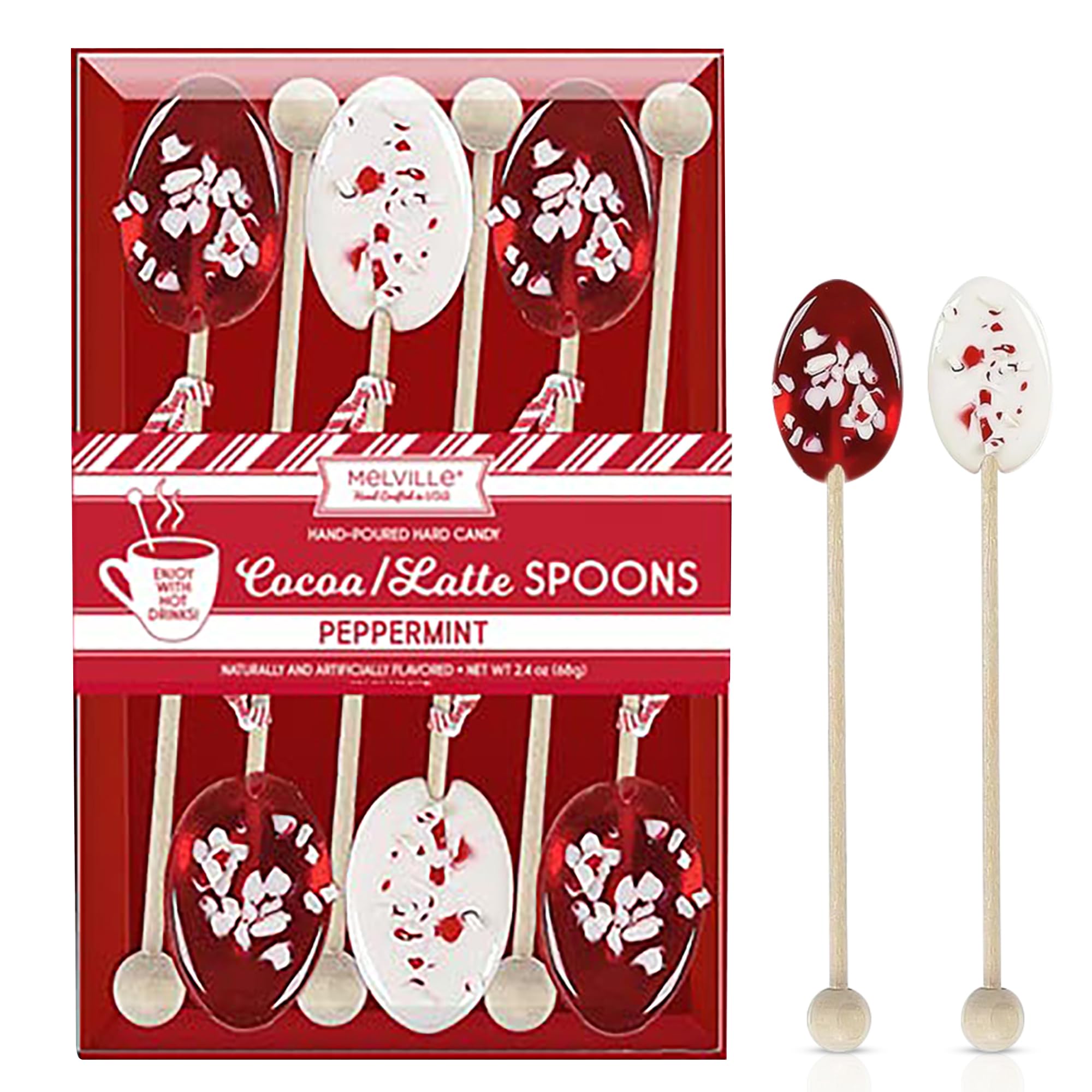 Melville Candy Hot Cocoa/Latte Spoons & Stirrers Gift Set - Made in the USA Stirrers for Hot Cocoa, Lattes, & Coffee - Individually Wrapped (6-count,