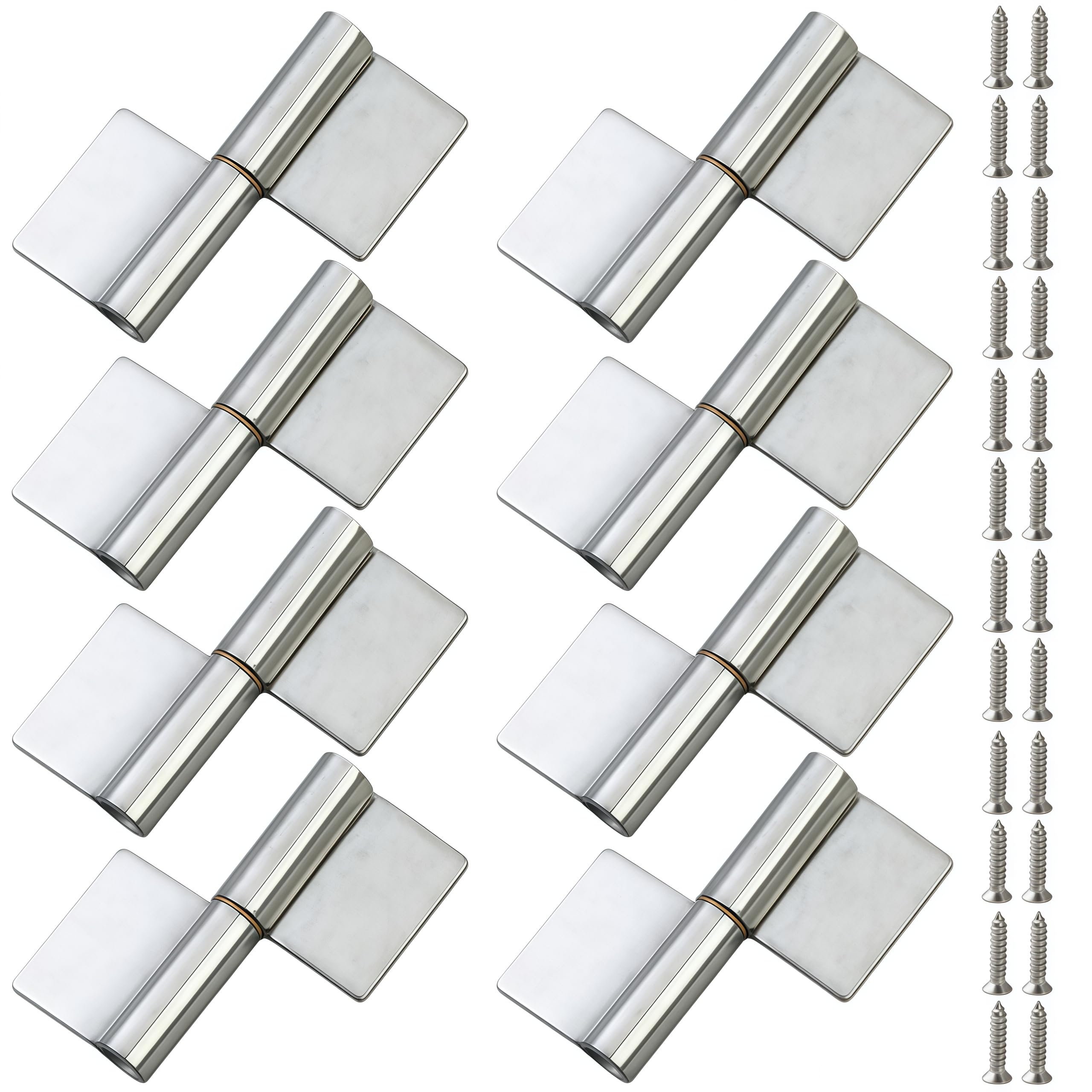 Vbnexyr Regular Hinges 8 Pack Of 360 Degree Folding Detachable Flag Shaped Hinges Suitable For Bathroom Doors Fireproof Wooden Doors And Windows Flag Shape 50 * 40 * 1.5Mm No Holes (Left Side)
