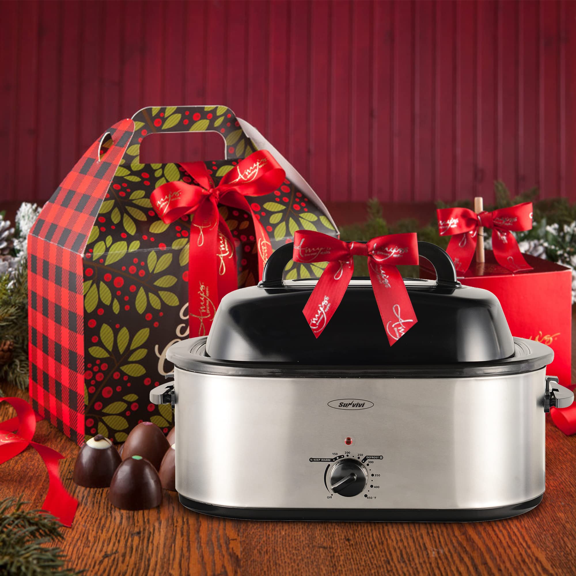Buy 24 Quart Electric Turkey Roaster Oven with Glass Lid, Electric