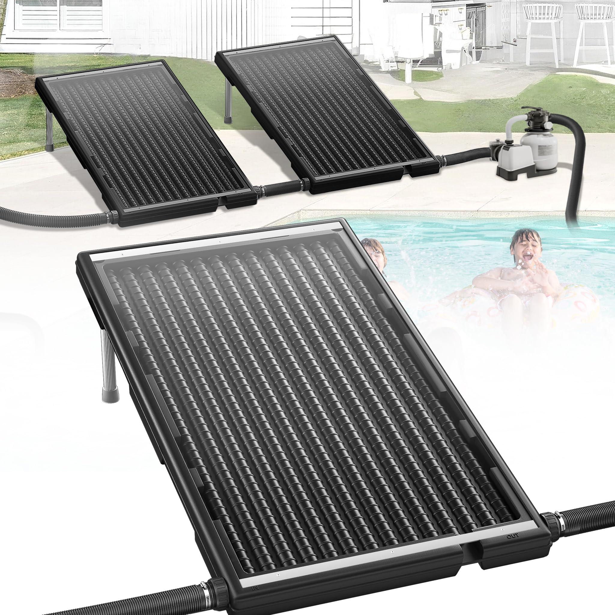 HENGMEI Riscaldamento per piscina, pannello solare per piscina, riscaldamento solare, 111,5 x 65 cm, tappetino solare (1 pezzo)