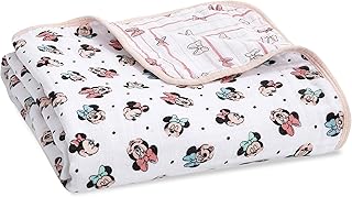 aden + anais Dream Blanket, Boutique Muslin Baby Blankets for Girls & Boys, Ideal Lightweight Newborn Nursery & Crib Blanket, Unisex Toddler & Infant Bedding, Shower Gifts, Minnie Mouse Rainbows