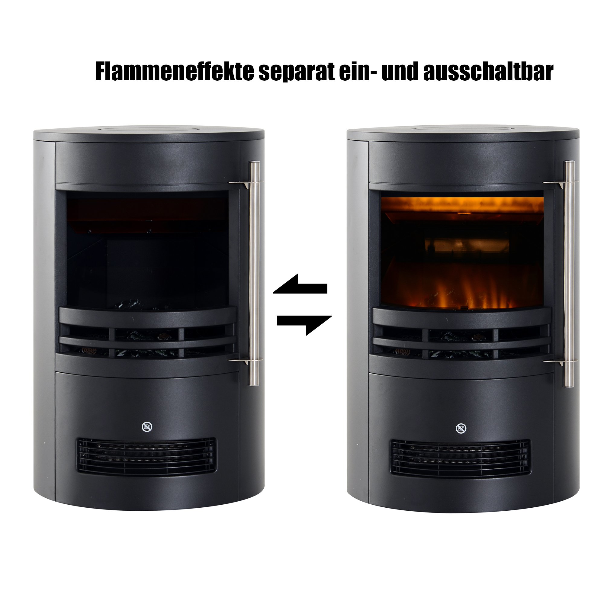 HOMCOM Elektrokamin mit Heizung Elektrischer Kamin 900/2000W Schwarz | Mit LED Flammeneffekt, Dekokamin, Elektrisch Kaminfeuer Kaminofen