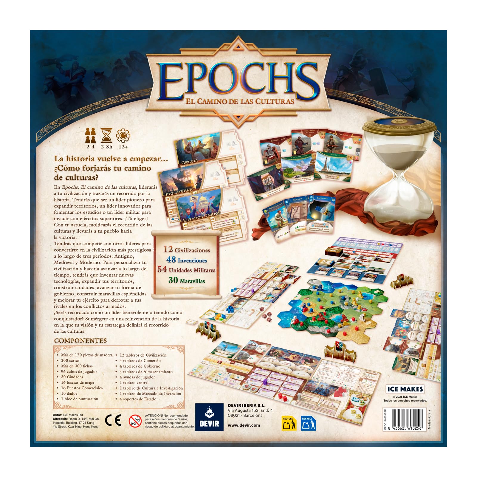 Devir - Epochs: El Camino de Las Culturas, Juego de Mesa de Estrategia y Civilizaciones, Construcción de Imperios, Exploración, Comercio y Guerra, para 2-4 Jugadores | Versión Española