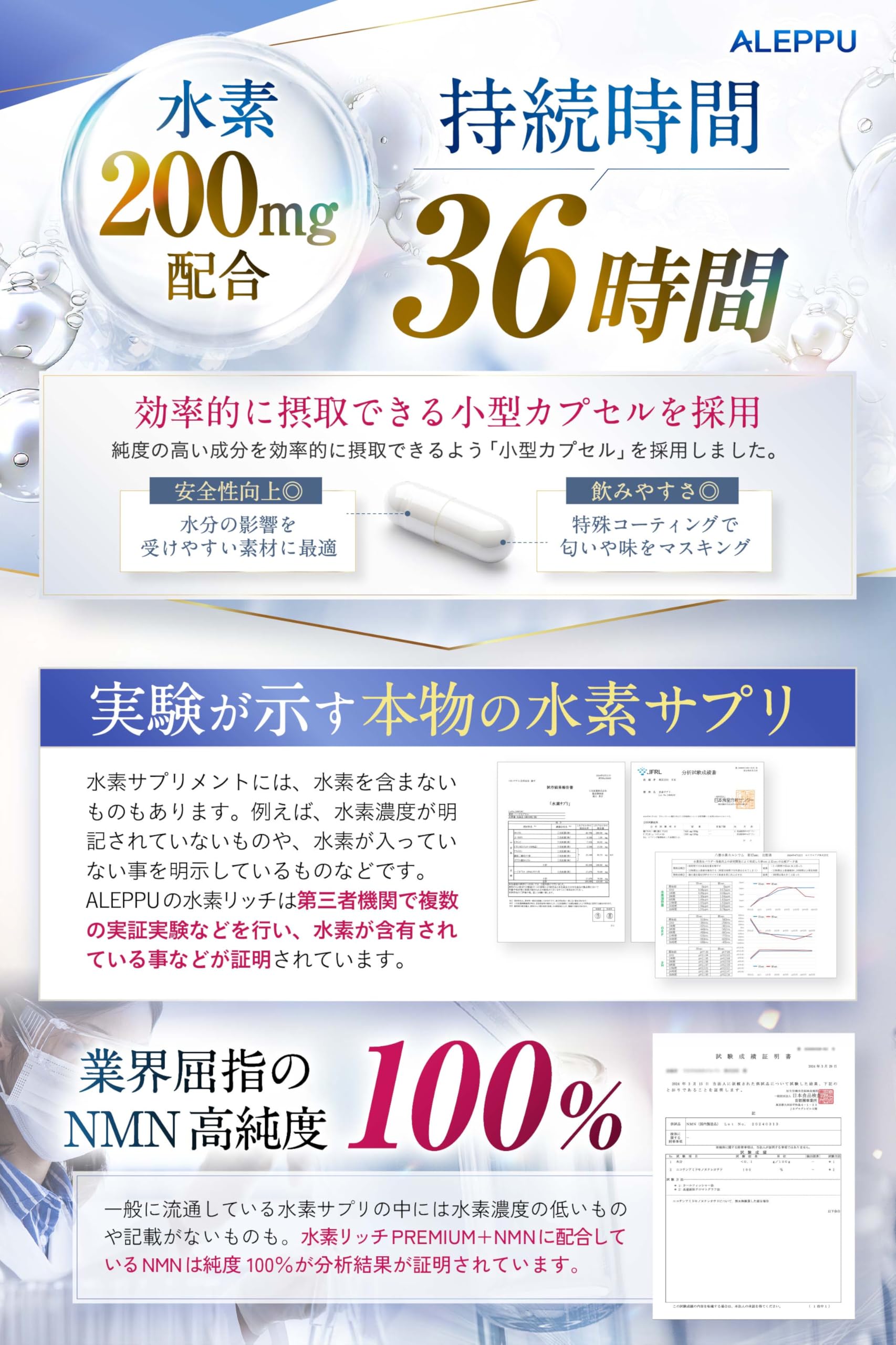 Amazon | アレップ 水素リッチPREMIUM+NMN 水素サプリ 36時間持続 