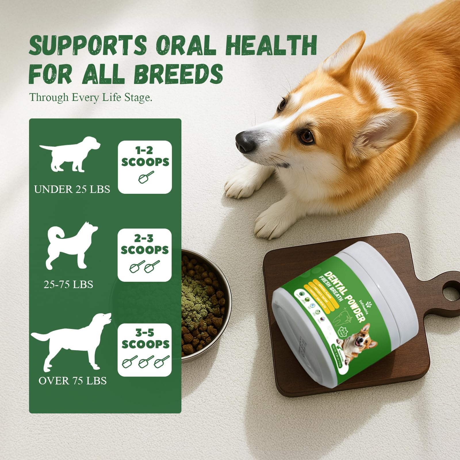 Dog Teeth Cleaning Powder, Dog Dental Powder for Teeth Cleaning and Dog Breath Fresh for Dogs with Probiotic & Tartar Remover, Plaque Off Dog Tooth Cleaning (80g) - image 7