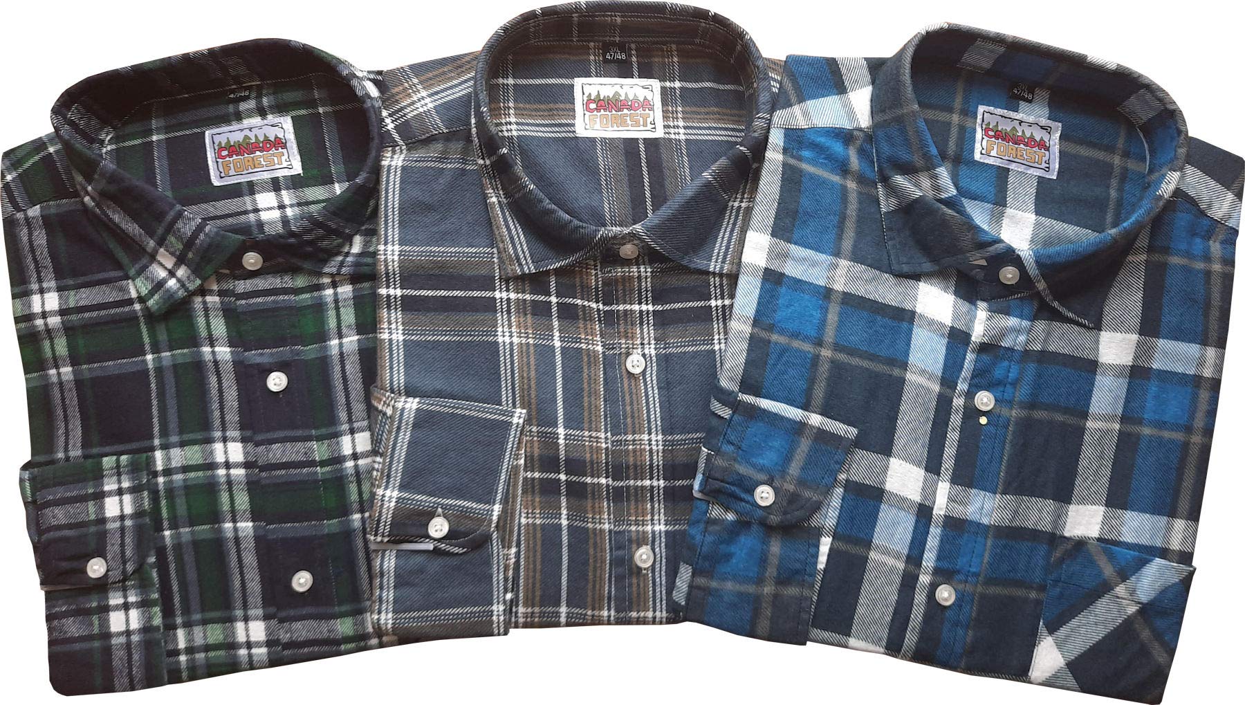 Herren 3er Set Holzfäller Arbeitshemden EXTRA LANG-105 cm 70010 Flanell Übergrößen