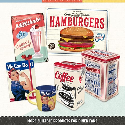 Miniatura 3 de Nostalgic-Art Letrero de lata retro, 7.9 x 11.8 pulgadas, helado de comedor de EE. UU.  Idea de regalo para fanáticos de Estados Unidos y Diner,