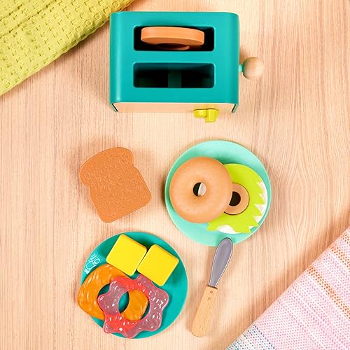 Miniatura 4 de B. toys Mini Chef - Juego de tostadora - Juego de desayuno de simulación - Juego de brunch de 14 piezas - Pop - Tostadas y sonidos - Más de 3 años