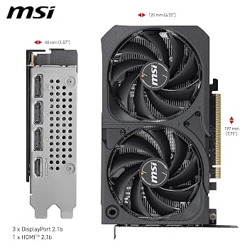 MSI VGA GeForce RTX 5050 8G SHADOW 2X OC RTX5050 8GB GDDR6 128B DX12 PCIE 5.0 X16 (3XDP 1XHDMI)