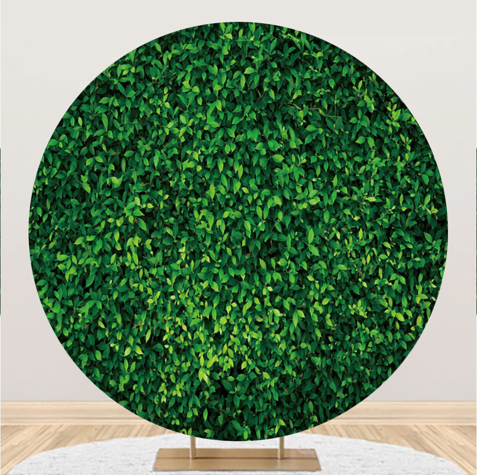 Greenery Green Leaves Round Backdrop Cover Spring Nature Outdoorsy Circle Background (No Stand) for Wedding Birthday Bridal Shower Photography 6.56ft
