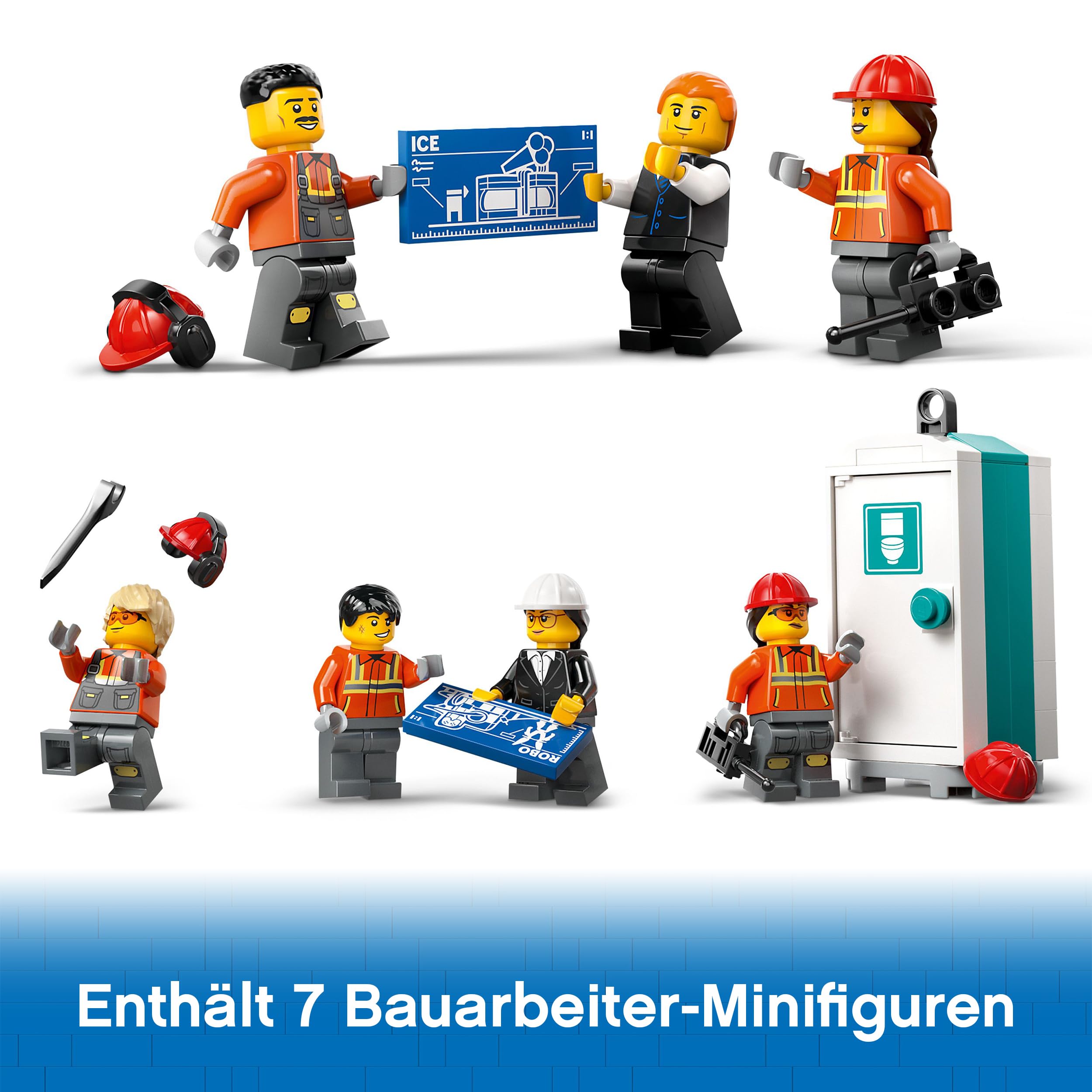 LEGO City Kran & Bagger, Baustellen Bundle mit Mobiler Baukran (60409) und Raupenbagger (60420), LEGO Fahrzeuge Kombi-Set ab 9 Jahren - LEGO City Neuheiten 2024