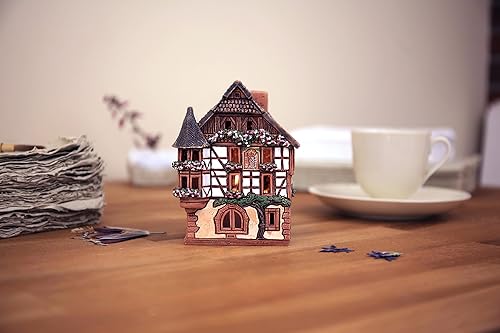 Miniatura 2 de Réplica de casa en miniatura de cerámica de la casa original Kaysersberg, Alsacia, Francia, portavelas de luz de té, decoración del hogar, hecha a