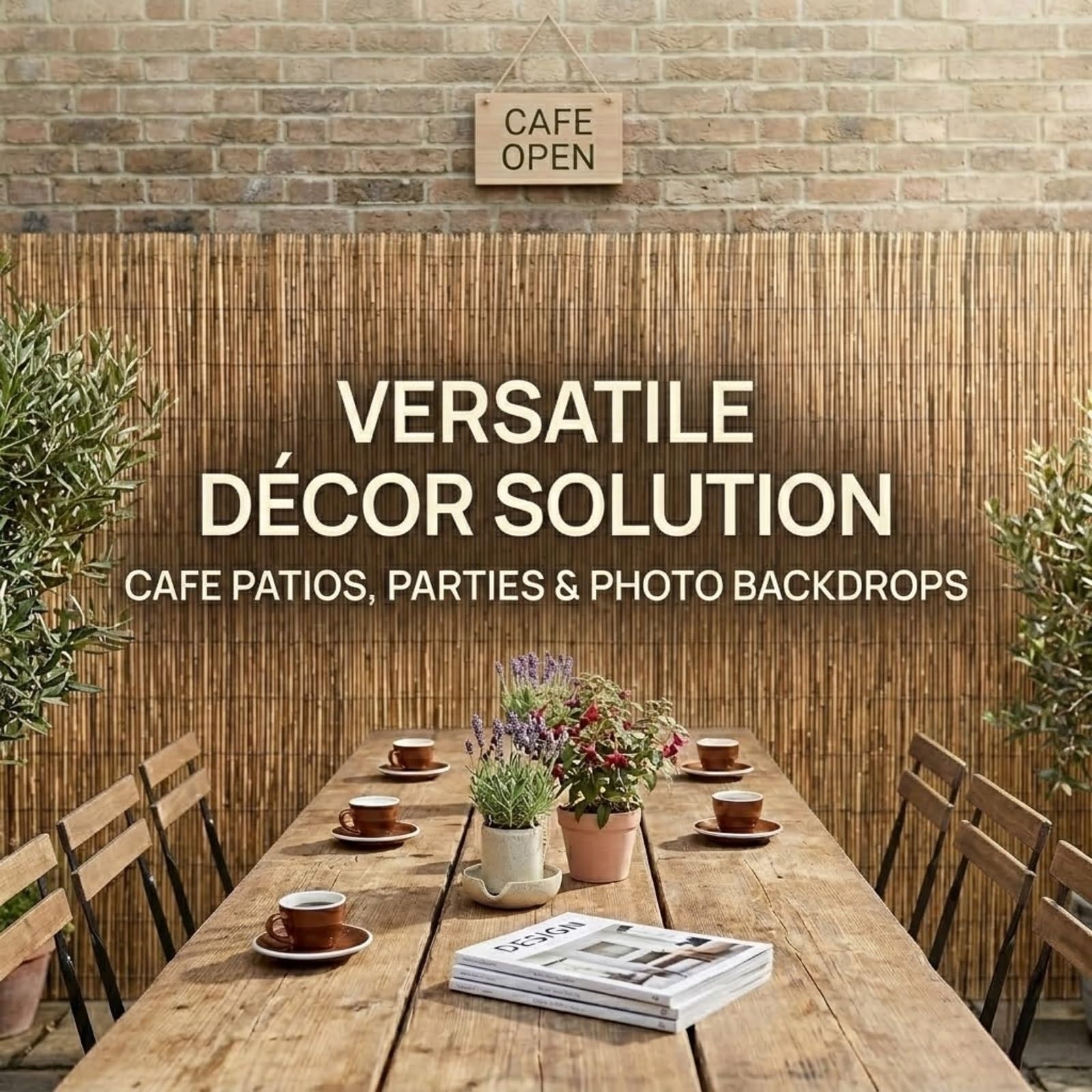 Canisse en Roseau Naturel Brise-Vue Roseau pour Jardin Balcon Terrasse, Clôture en Roseau Protection Intimité Vent et Soleil, Écran Décoratif Extérieur Facile à Fixer(Brun,61x1524cm(2x50ft))