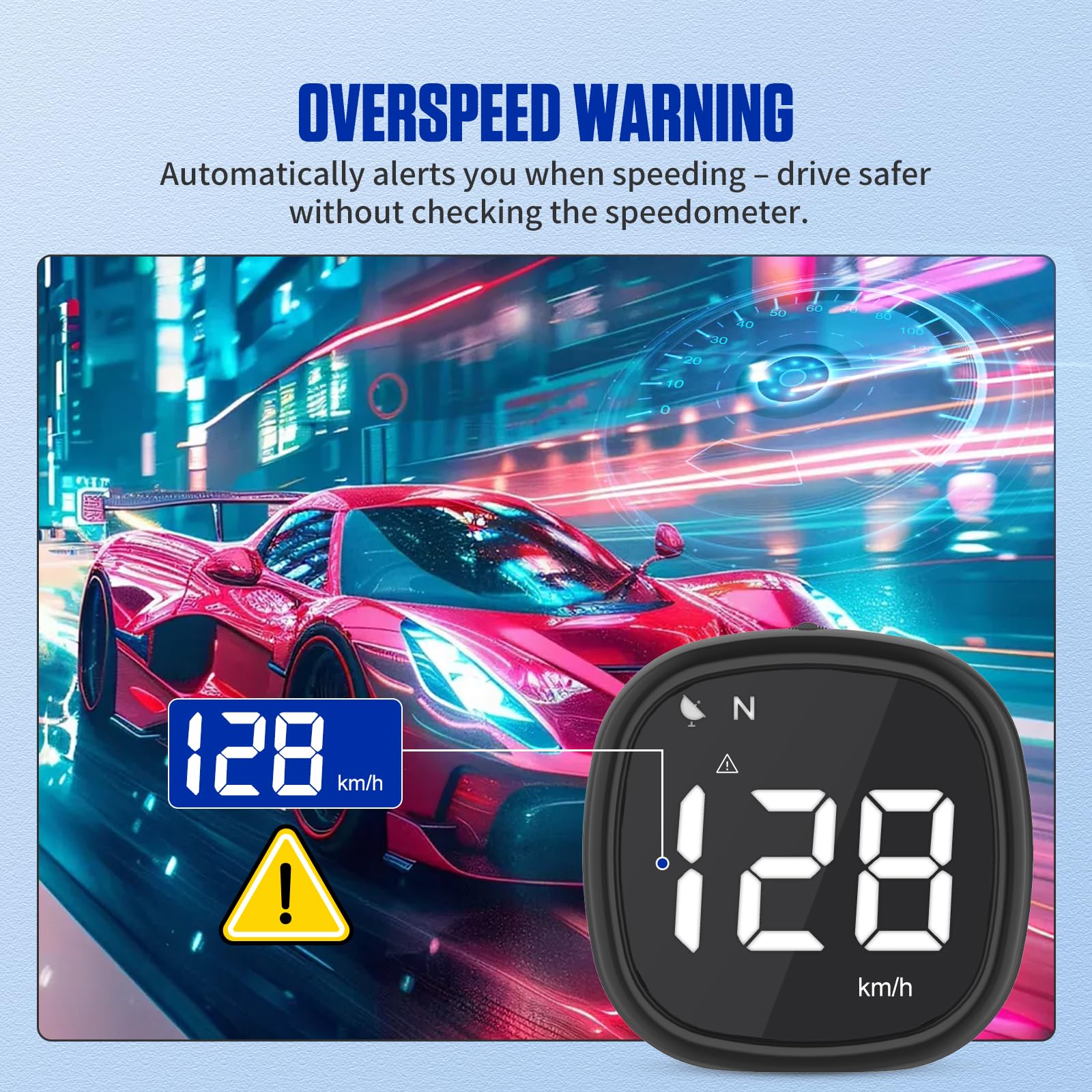MRCARTOOL M30 Auto HUD GPS Tachimetro Digital Head-up Display KMH/MPH Universal Car HUD con Schermo LCD da 2.5", Avviso di Fatica, Avviso di Velocità, Bussola, per Tutti i Veicoli e Moto, DC 5V-24V