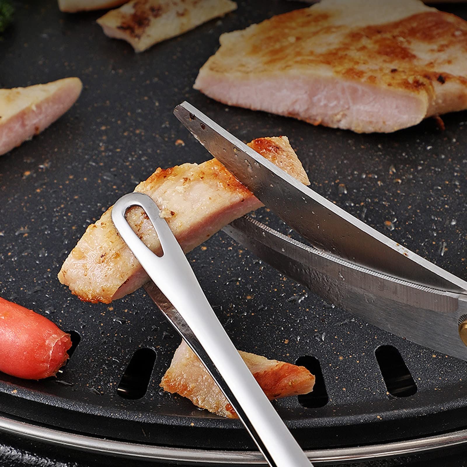 Kochzange, Lebensmittelklammern aus Edelstahl, Langer Griff, rutschfeste Grillklammern, Steakzange, Küchen- und Kochwerkzeugzubehör ()