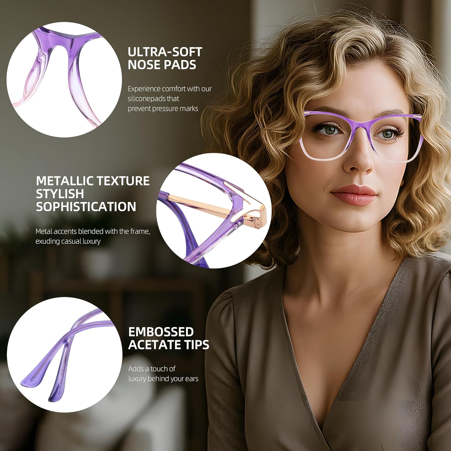 DOERAYM Blue Light Glasses for Women - Anti Glare Gaming and Computer Use with Comfort Fit - Image 4