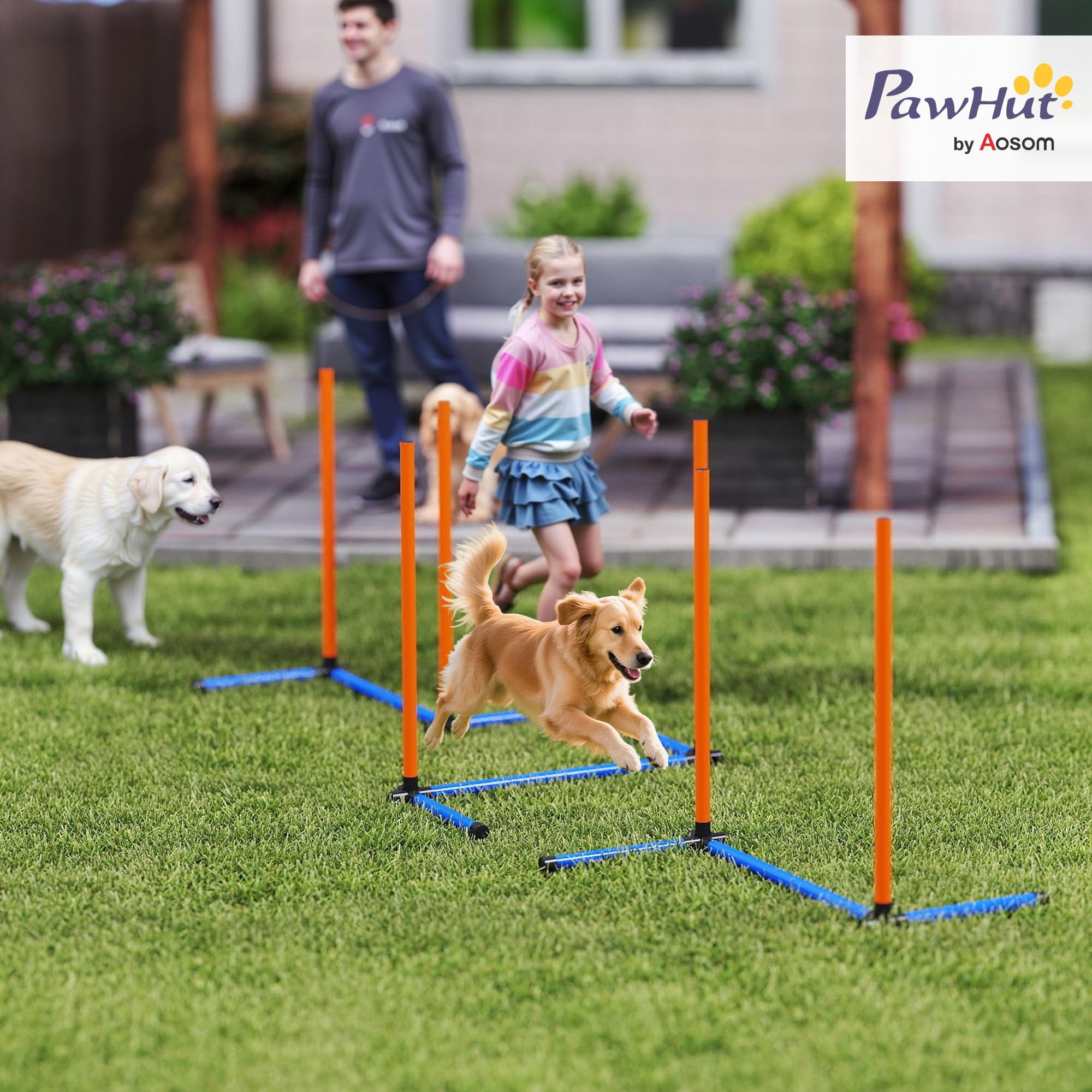 PawHut Agility Kit pour Chien - Équipement d'agility 3 pièces avec Barres de Slalom, piquets de Sol, Sac de Transport, kit d'entraînement pour Toutes Les Tailles de Chiens, pour l'intérieur et | Sac de transport pour chiens de toutes tailles, pour l'intér